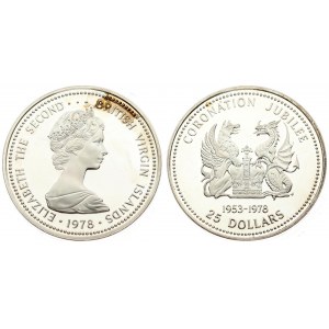 British Virgin Islands 25 Dollars 1978FM (P) Coronation Jubilee. Elizabeth II(1952- ). Averse...