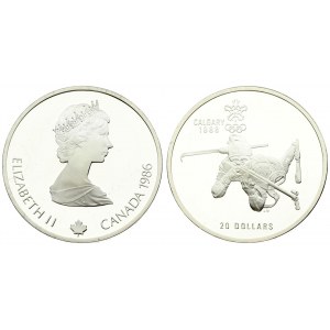 Canada 20 Dollars 1986 1988 Calgary Olympics. Averse: Young bust right. small maple leaf below...
