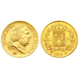 France 40 Francs 1818W Louis XVIII(1814-1824). Averse: Head right. Reverse...