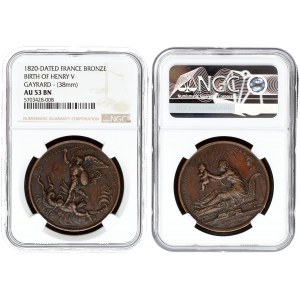France Medal 1820 Commemorating the birth of Henri V.  Louis XVIII (1814-1824). Averse legend...