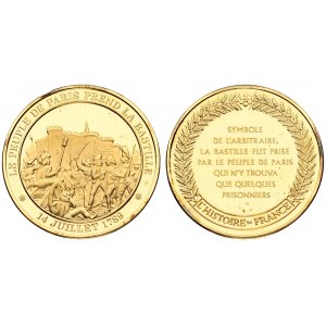 France Medal (1989)The History of France Medal. Storming of the Bastille 07/14/1789. Silver Gilding...