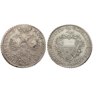 Germany  LÜBECK 48 Schilling 1752 JJJ Averse: Crowned imperial eagle; 48 in circle on breast...