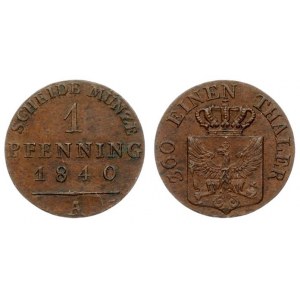 Germany  PRUSSIA 1 Pfennig 1840A Friedrich Wilhelm III(1797-1840). Averse...