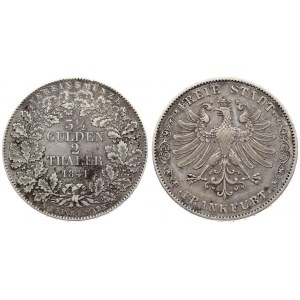 Germany FRANKFURT AM MAIN 2 Thaler 1841 Averse: Crowned eagle with wings open. Averse Legend...