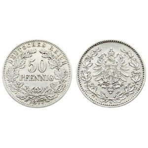 Germany Empire 50 Pfennig 1877 B Wilhelm I(1861-1888).  Averse: Denomination. Reverse...