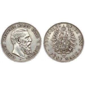 Germany Prussia 5 Mark 1888 A Friedrich III(1888). Averse: Head right. Averse Legend...