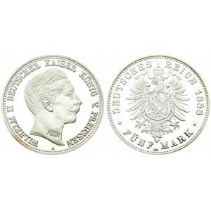 Germany Prussia 5 Mark 1888/1981 A (Copy). Wilhelm II (1888-1918).  Averse: Head right...