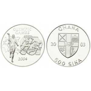 Ghana 500 Sika 2003 Olympic Games 2004. Averse Lettering: GHANA 20 03 500 SIKA. Reverse Lettering...
