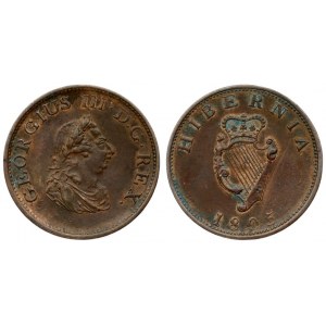 Great Britain Ireland 1/2 Penny 1805 George III(1760-1820). Averse: Laureate bust right...