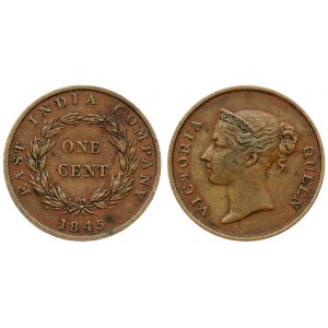 Great Britain Straits Settlements 1 Cent 1845 Victoria(1837-1901). Averse: Crowned head left...