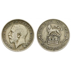 Great Britain 6 Pence 1922 George V(1910-1936). Averse: Head left. Reverse...