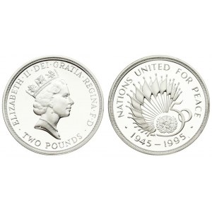 Great Britain 2 Pounds 1995 50th Anniversary - United Nations. Elizabeth II(1952- ). Averse...