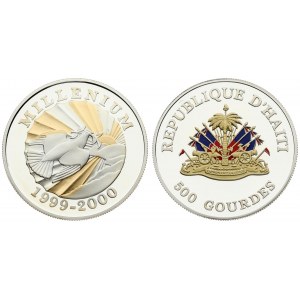 Haiti 500 Gourdes 1999 The New Millennium. Proof. Averse: Coat of Arms. Lettering: REPUBLIQUE D...