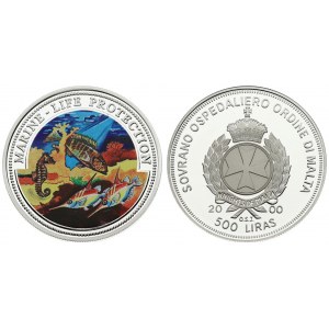 Malta 500 Liras 2000 Marine Life Protection Series Proof. Silver. UC...