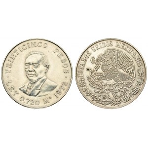 Mexico 25 Pesos 1972 Mo Averse: National arms; eagle left. Reverse: Bust facing. Silver...