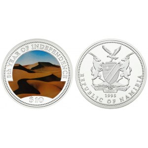 Namibia 10 Dollars 1995. 5th Year of Independence. Proof. Averse...