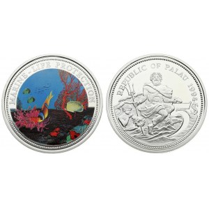 Palau 5 Dollars 1994. Ocean Scene. Proof. Averse: Neptune with trident. Lettering...