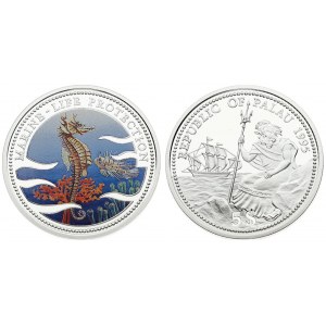 Palau 5 Dollars 1995. Sea Horse. Proof. Averse: Coat of Arms. Lettering: REPUBLIC OF PALAU 1995 5...