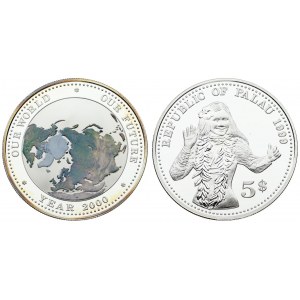 Palau 5 Dollars 1999 Millennium 2000. Proof. Silver. KM...