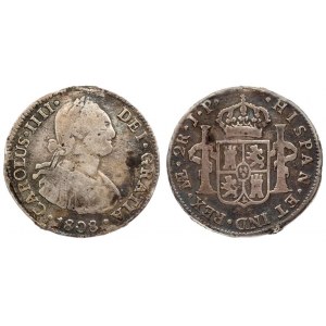 Peru 2 Reales  1808 LIMAE JP Charles IV (1788-1808). Averse: Armored bust of Charles IIII; right...