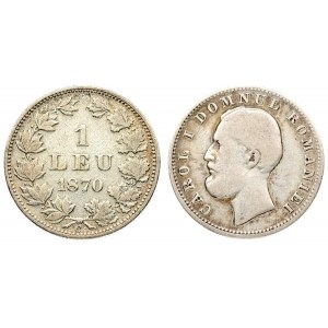 Romania 1 Leu 1870C Medal rotation. Carol I (1866-1914). Averse: Head left. Averse Legend: CAROL I....