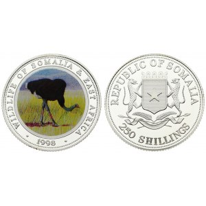 Somalia 250 Shillings 1998 Wildlife of Somalia Series - Ostrich. Proof. Averse...