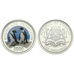 Somalia 250 Shillings 2000 Marine Life Protection. Proof. Averse: Arms...