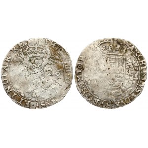 Spanish Netherlands TOURNAI 1 Patagon 1626 Philip IV(1621-1665). Averse: Date divided by St. Andrew...