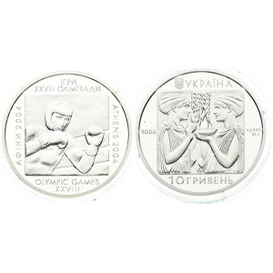 Ukraine 10 Hryven 2003 Olympics. Averse: Two ancient women with seedlings. Reverse: Boxer...