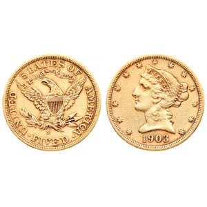 USA 5 Dollars 1903 S San Francisco.  Liberty / Coronet Head - Half Eagle  With motto. Averse...
