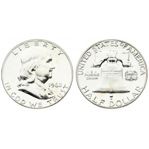 USA ½ Dollar 1962  Franklin Half Dollar . Philadelphia. Averse: Benjamin Franklin facing right...