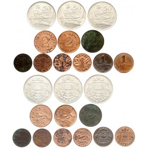 Estonia 1 & 2 Senti 1929-1934 & Latvia  2 & 50 Santimu 1922-1935. Bronze. Nickel. KM 10; 15; 1; 6...