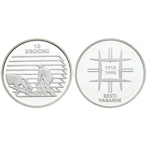 Estonia 10 Krooni ND(1998) 80th Anniversary of Nation. Averse: Framed dates. Reverse...