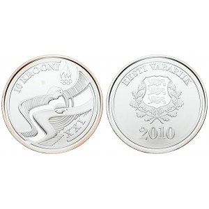 Estonia 10 Krooni 2010 Vancouver Winter Olympics. Averse: National arms within wreath date below...