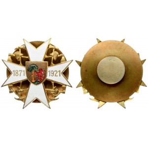 Latvia Liepaja Fire Department 50 years Badge 1871-1921. Bronze Enamel. Weight approx: 20.35 g...