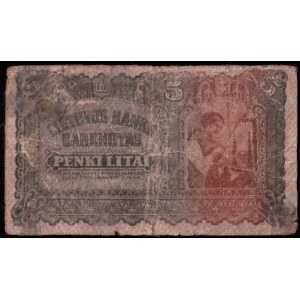 Lithuania 5 Litai 1922 Banknote Kaunas 16 novembre 1922. № 662819. P...