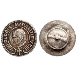 Lithuania Screwed Badge Jurgis Matulaitis 1871-1927. Brass silver plated. Weight approx: 4.50 g...