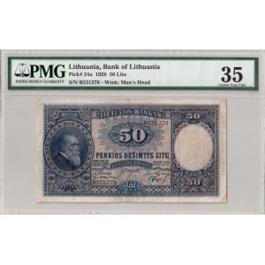 Lithuania 50 Litu 1928 Banknote Kaunas  31 March 1928. № B 531376. P#24a...