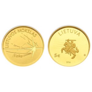 Lithuania 5 Euro 2016 Lithuanian Science Physics. Averse: The averse of the coin features...