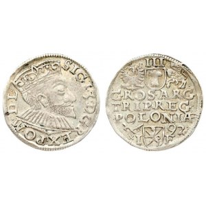 Poland 3 Groszy 1592 Sigismund III Vasa (1587-1632). Crown coins. Poznan...