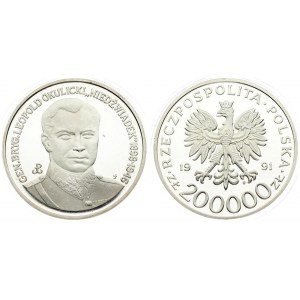Poland 200000 Zlotych 1991 MW Averse: Imperial eagle above value. Reverse: Bust of Gen. Okulicki 3...