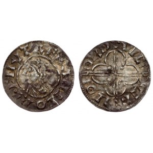 Great Britain 1 Penny (1016). Cnut (1016-1035). Penny quatrefoil type. Exeter mint. Elfnod minters...