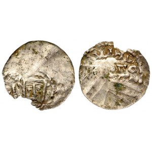Germany STRASBOURG 1 Denar (1029). Conrad II (1024–1029). Imperial mint. Av: Crowned facing bust...