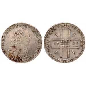 Russia 1 Rouble 1724 Moscow. Peter I the Great (1682-1725). Averse: Laureate...