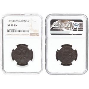 Russia 1 Denga 1735 Anna Ioannovna (1730-1740). Averse: Crowned double-headed eagle. Reverse...