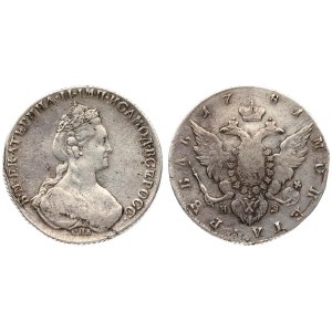 Russia 1 Rouble 1781 СПБ ИЗ St. Petersburg. Catherine II (1762-1796). Averse: Crowned bust right...