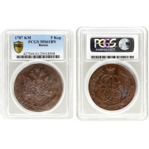 Russia 5 Kopecks 1787 KM Suzun. Catherine II (1762-1796). Averse...