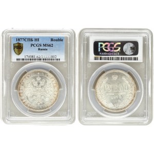 Russia 1 Rouble 1877 СПБ НІ St. Petersburg. Alexander II (1854-1881). Averse...