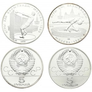 Russia USSR 5 Roubles 1978(L) & 5 Roubles 1979(m) 1980 Olympics. Averse...