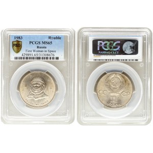 Russia 1 Rouble 1983 20th Anniversary of the First Woman in Space. PCGS MS 65. Y 192. PCGS MS65